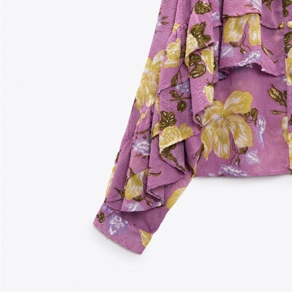 NWT ZARA MULTICOLOR FLORAL PRINT TOP / BLOUSE - NWT - Picture 8 of 10